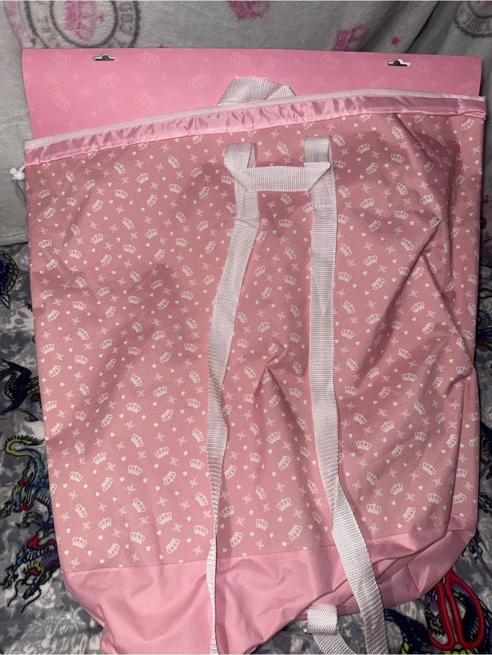 Juicy Couture Pink Logo Print Backpack Laundry Bag